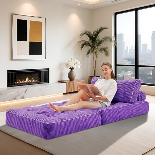 HABUTWAY Folding Sofa Bed Convertible Sleeper Chair with Dual-Pillow, Black D26880