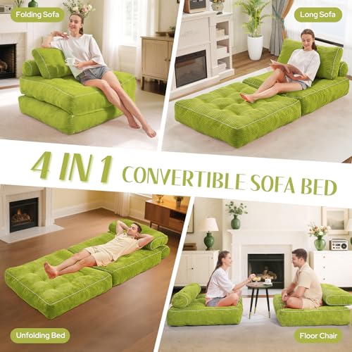 HABUTWAY Folding Sofa Bed Convertible Sleeper Chair with Dual-Pillow, Black D26880