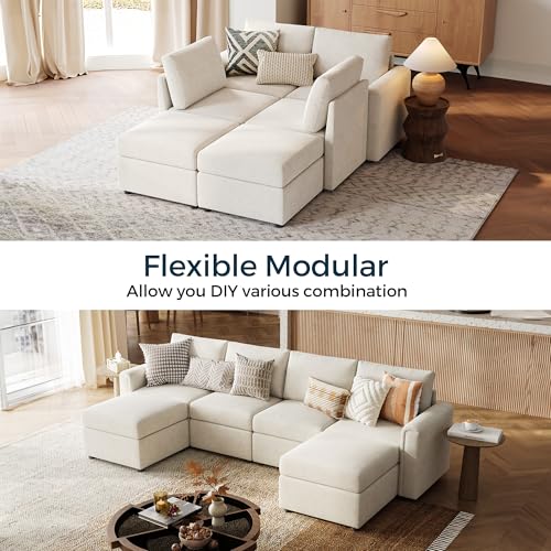 LINSY HOME Modular U Shaped Sectional Sofa with Storage, Blue M8981