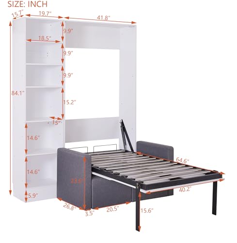 Ball & Cast Murphy Bed Queen Size with Cushion, White B692
