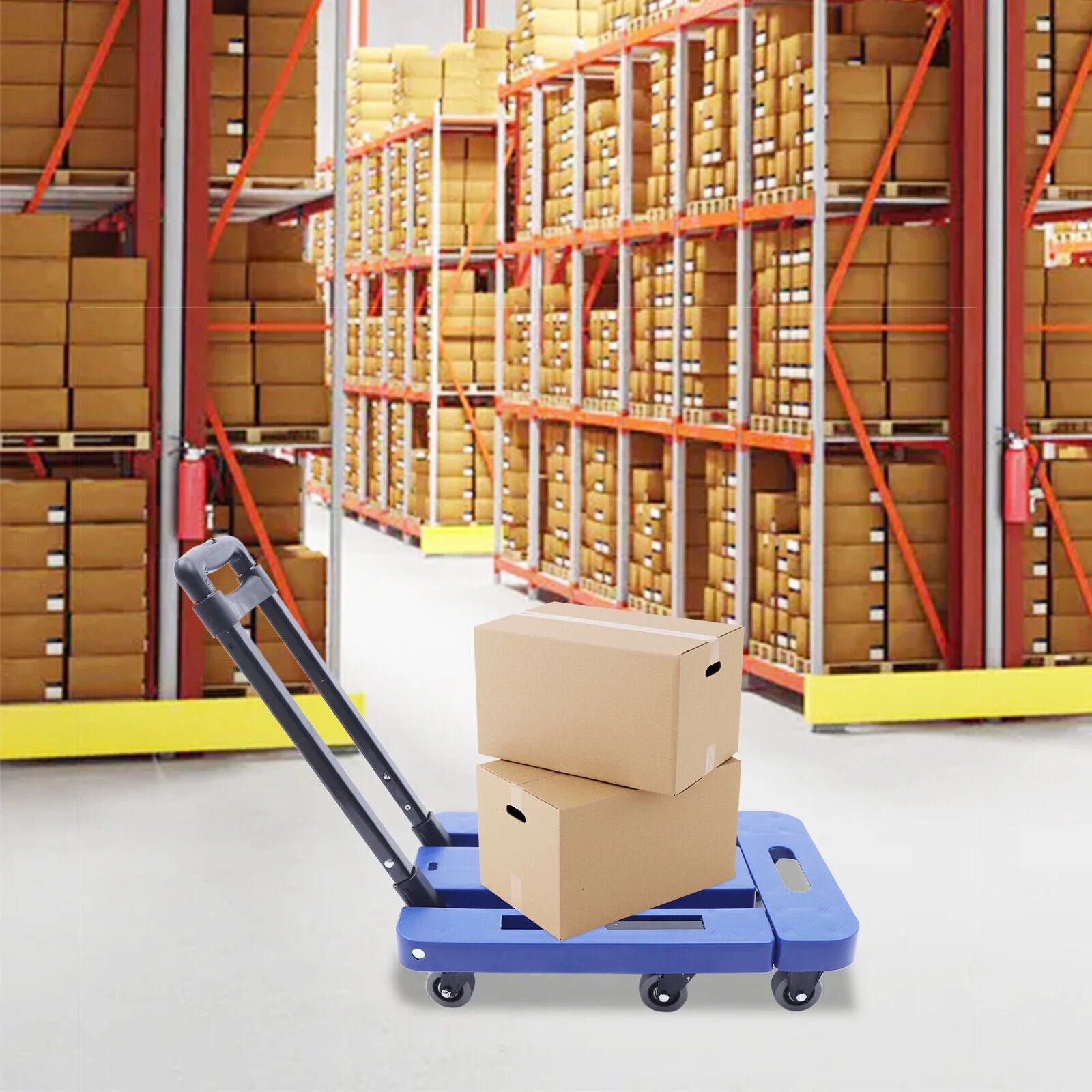 Folding Dolly Trolley Cart 220lbs Capacity 6 Wheels P5568
