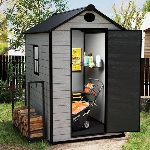 7.3 x 12 FT Resin Outdoor Storage Shed with Floor, Grey S427927