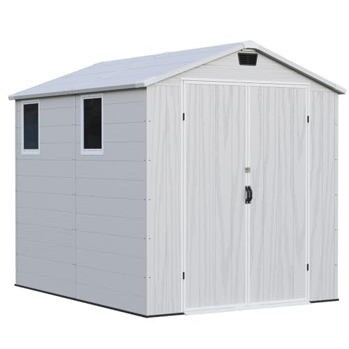 Patiowell 6 x 8 FT Plastic Outdoor Storage Shed with Floor, Dark Grey O60190