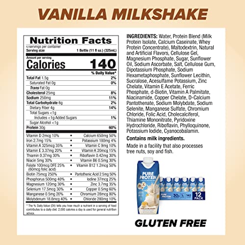 Pure Protein Strawberry Protein Shake, 30g Protein, 11oz, 12 Pack Y869