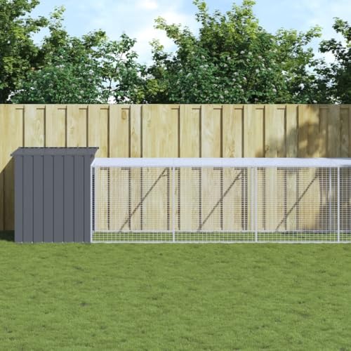 vidaXL Galvanized Steel Chicken Cage with Extended Run Anthracite Y53162