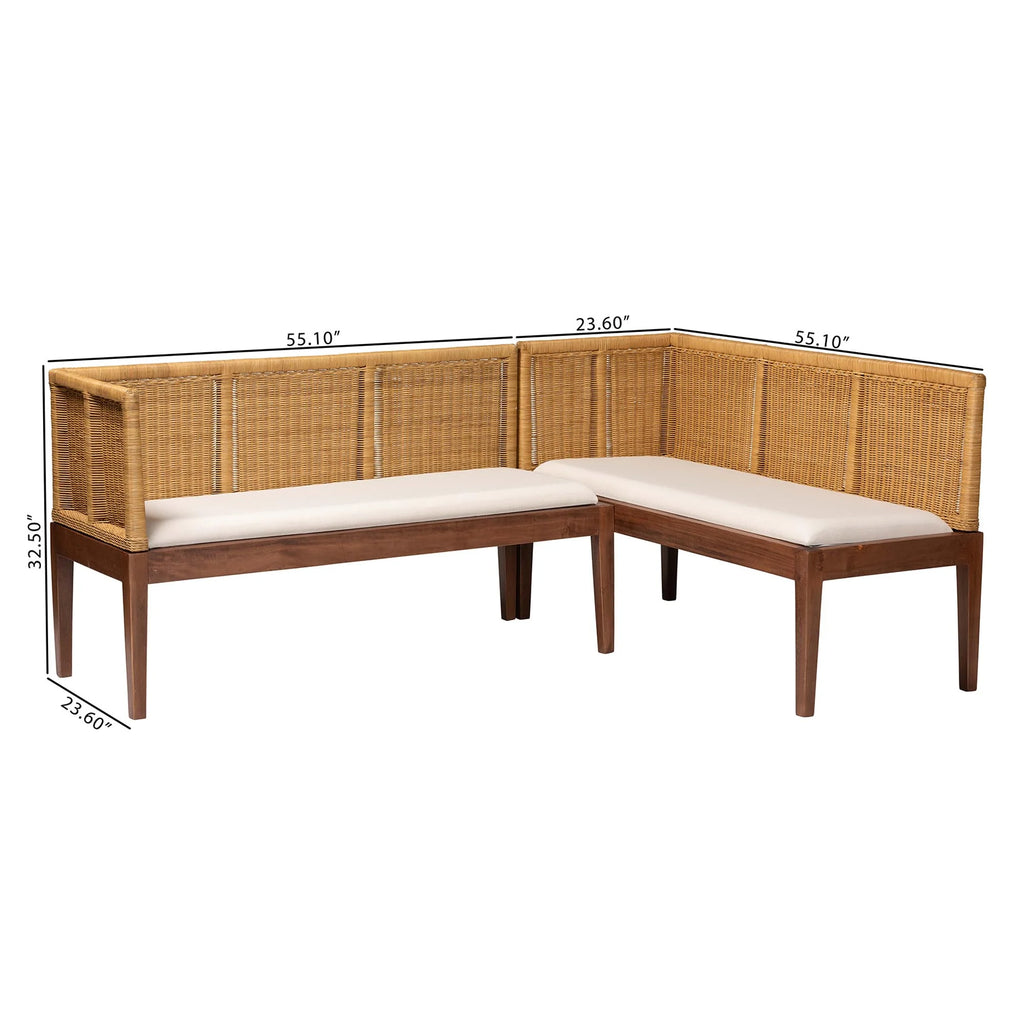 Baxton Studio Tabanan Boho Dining Banquette Set, 2-Piece, Brown X2789
