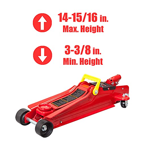 BIG RED Torin Hydraulic Trolley Floor Jack with Storage Case, 1.5 Ton Capacity, Black J906585