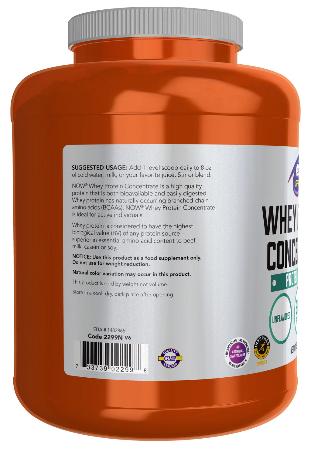 NOW Sports Whey Protein Concentrate Unflavored Powder, 5 lb S7792