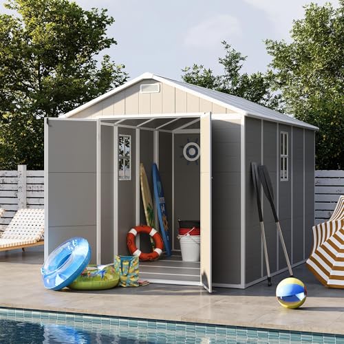 UDPATIO Outdoor Storage Shed 8 x 10 FT Resin Garden Shed with Lockable Door I574653