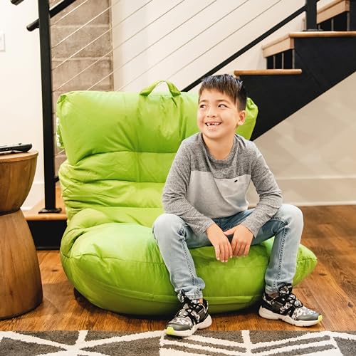 Big Joe Dorm Bean Bag Chair with Drink Holder, Black Smartmax, 3 ft Q1693