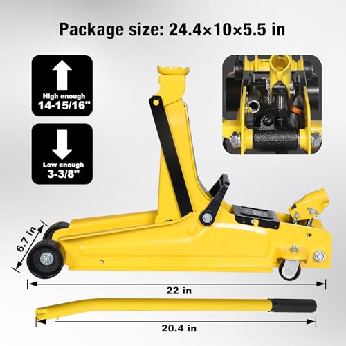 YELLOW JACKET 2.5 Ton Trolley Jack with Carrying Case, 5500 lb Capacity N593266