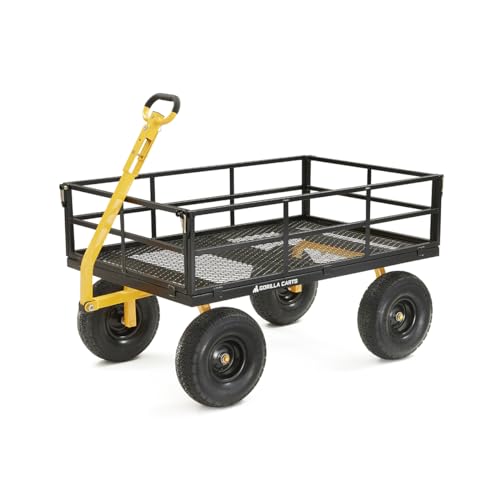 Gorilla Carts Heavy Duty Steel Mesh Utility Wagon Cart, 1000 lb Capacity, Gray M8719