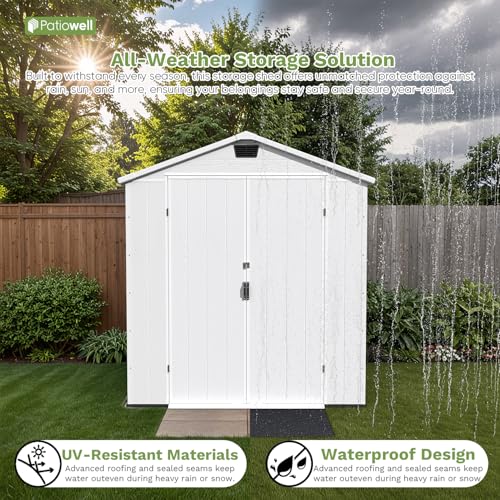 Patiowell 6 x 8 FT Plastic Outdoor Storage Shed with Floor, Dark Grey O60190