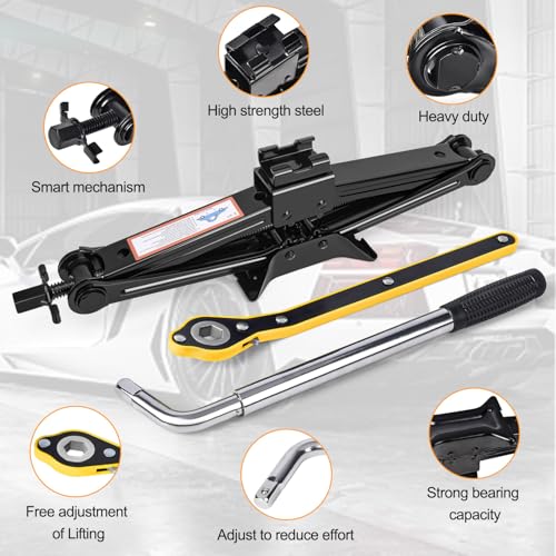 Car Jack Kit 2 Ton Scissor Jack with Lug Wrench for Car SUV A198