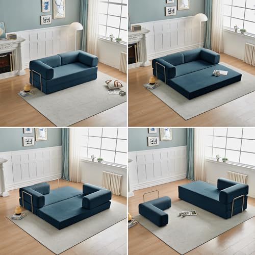 Convertible Floor Sofa Bed with Pillow Back and Armrest, Chenille, Dark Gray N4509