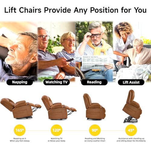 Large Power Lift Chair Recliner for Elderly with Heat and Massage, Dark Brown W500