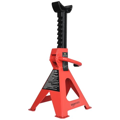 Amazon Basics Steel Jack Auto Stands 6,000 lb Capacity, 1 Pair, Black and Red U382
