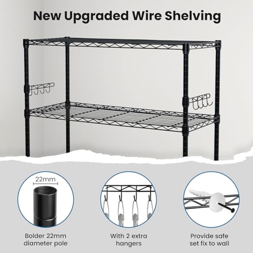 6 Tier Storage Shelves with Wheels, Heavy Duty Adjustable Metal Shelving Rack, Black T460