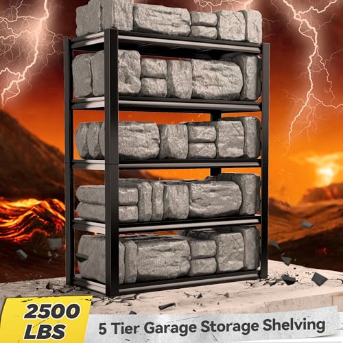 REIBII 48" W Garage Shelving 3000LBS Heavy Duty Metal Storage Shelves J429