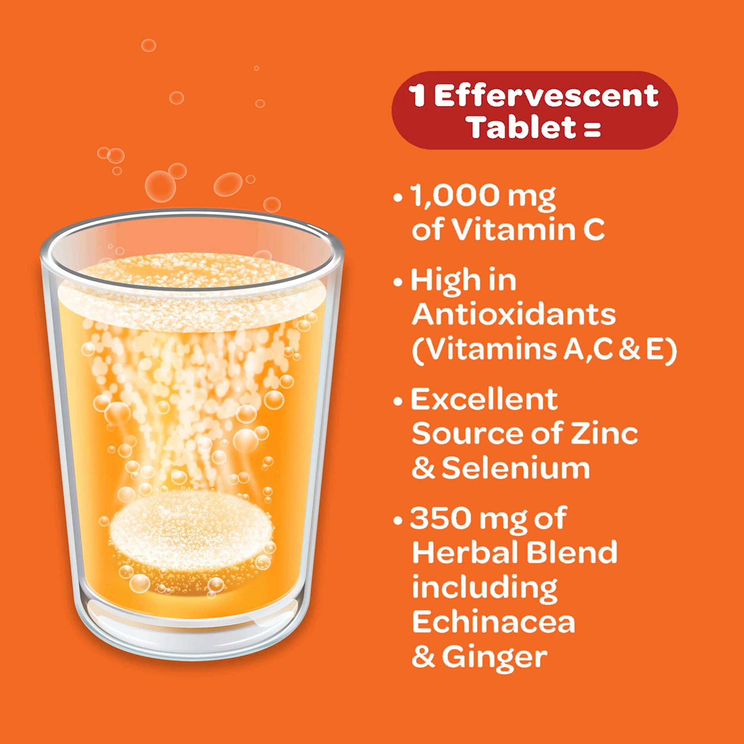 Airborne 1000mg Vitamin C with Zinc Effervescent Tablets, Orange Flavor, 36 Count L888164