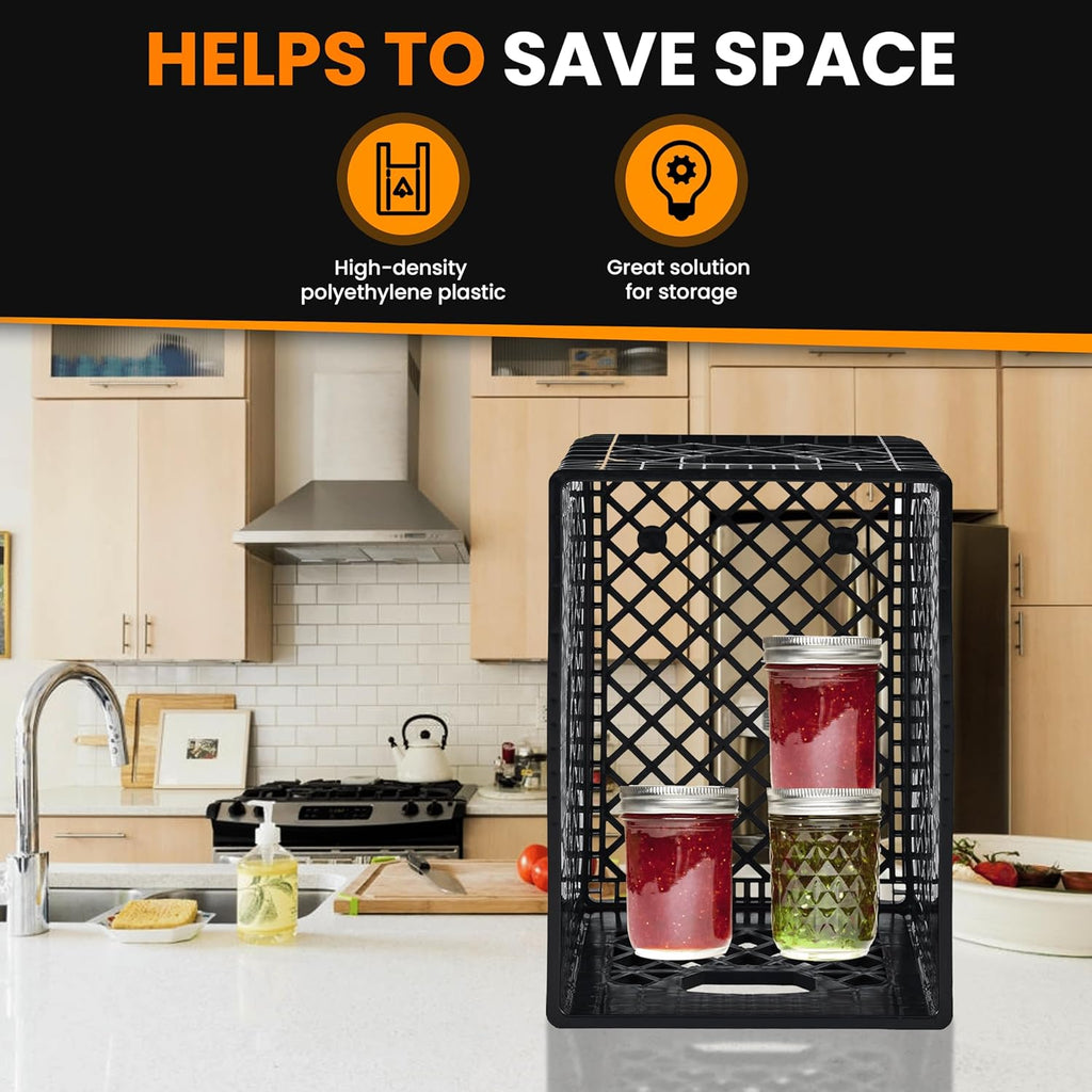 24QT Heavy-Duty Plastic Milk Crate, Black J19981