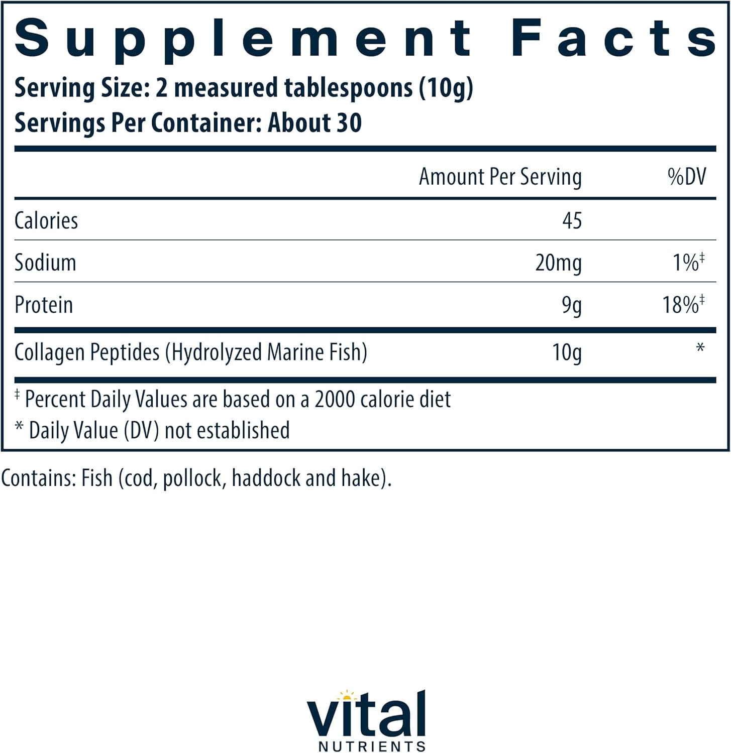 Vital Nutrients Marine Collagen Powder Unflavored, Type I & III, 60 Capsules W9604