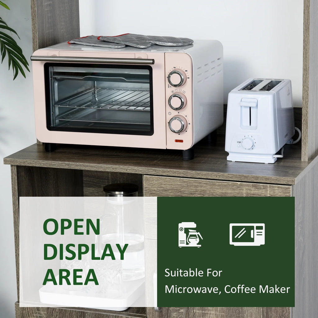 HOMCOM Kitchen Pantry Storage Cabinet with Microwave Stand, Gray P732612