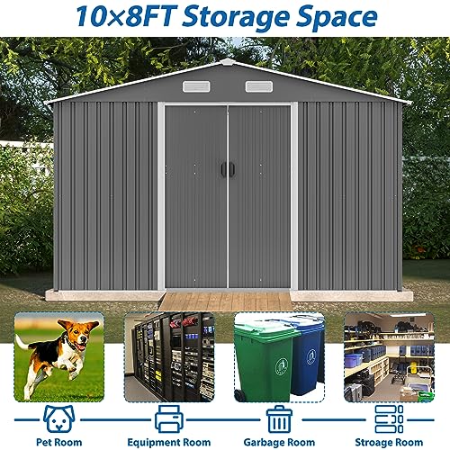 Outdoor Storage Shed 6x4 Ft, Heavy-Duty Resin Tool Shed with Lockable Doors Z7258