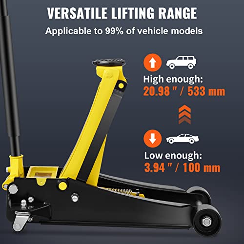 VEVOR 4 Ton Low Profile Steel Racing Floor Jack with Dual Pistons P580979