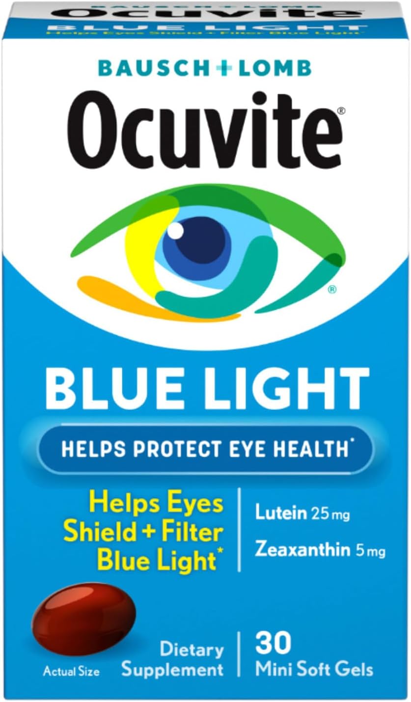 Bausch + Lomb Ocuvite Blue Light Lutein 25mg Lutein & Zeaxanthin Supplement, 30 Softgels (Pack of 2)