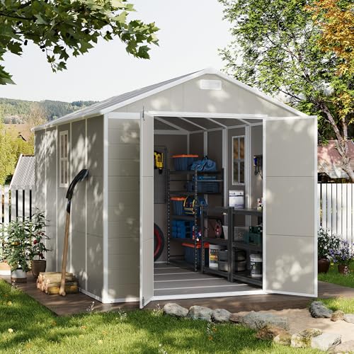 UDPATIO Outdoor Storage Shed 6x6 FT Resin Garden Shed with Lockable Door D90316