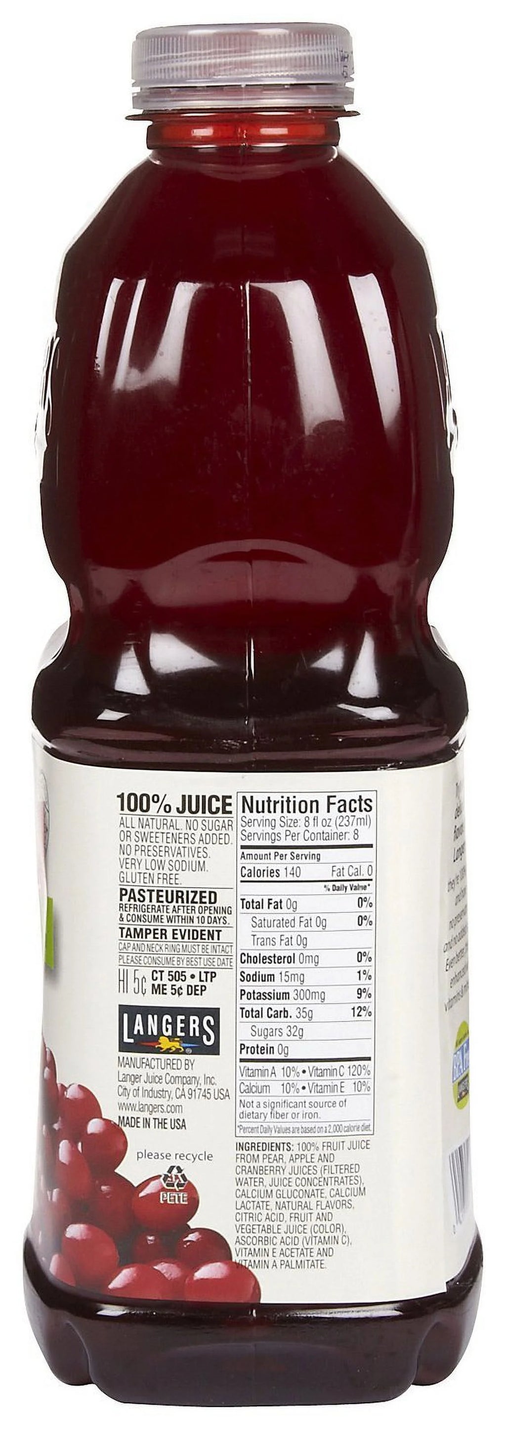LANGERS CRANBERRY PLUS JUICE 64 OZ Bottle (Pack of 24) Z35103