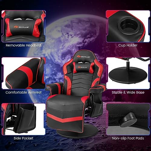 Goplus Massage Gaming Chair, Racing Recliner with Footrest, PU Leather N121