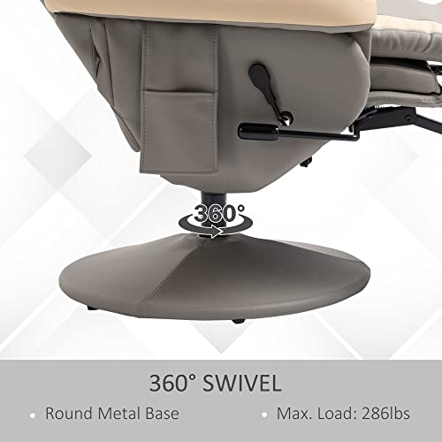 HOMCOM Manual Recliner Armchair PU Leather Lounge Chair with Adjustable Leg Rest Q125829
