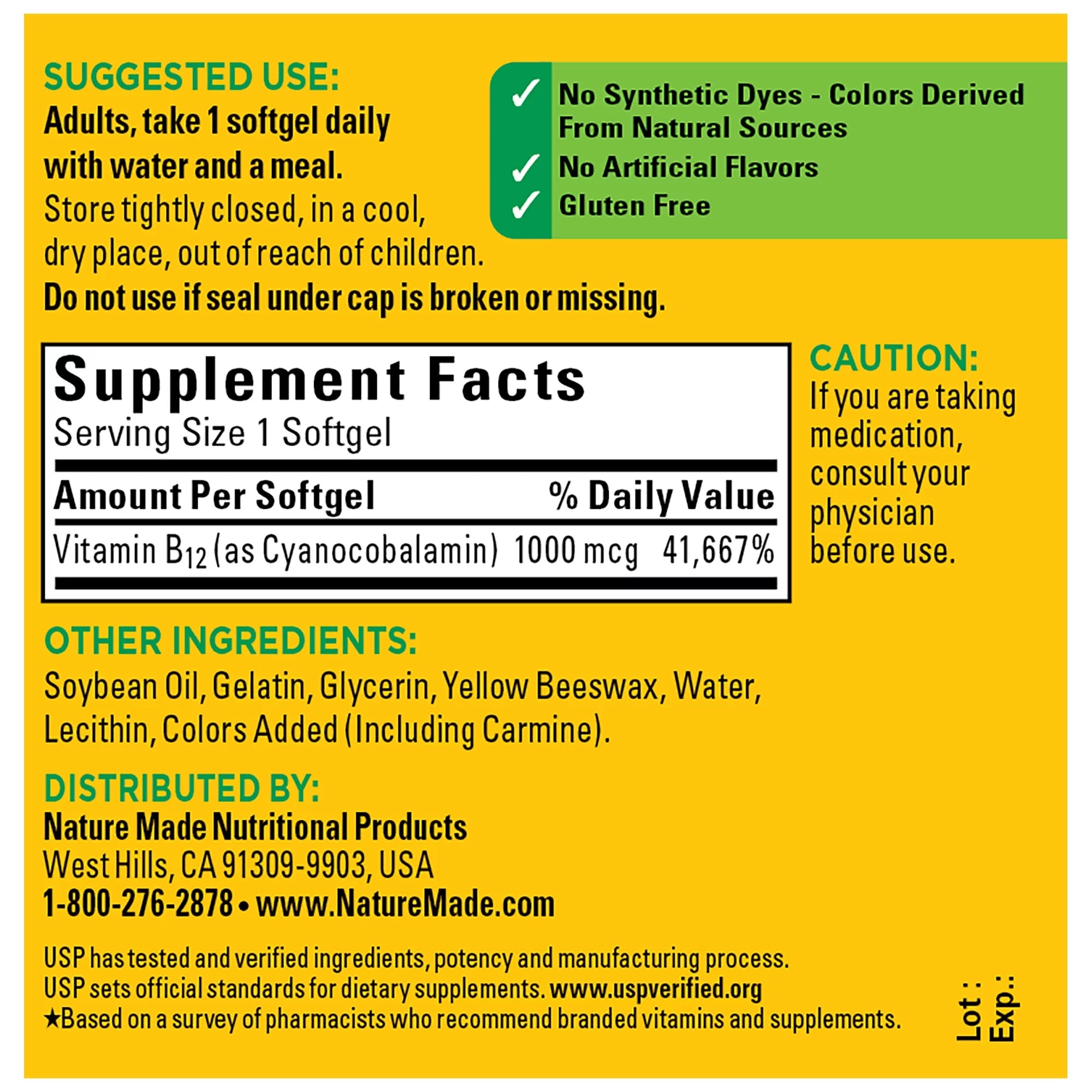 Nature Made Vitamin B12 1000 mcg Softgels, 310 Count D84526