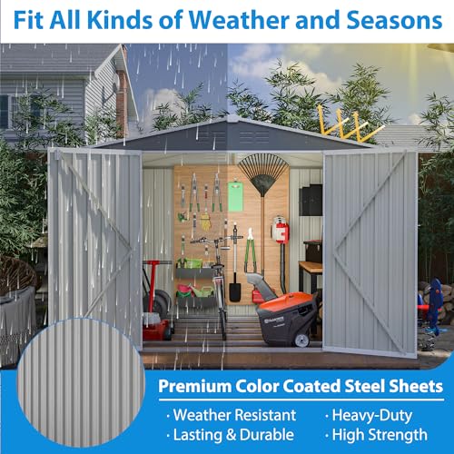 Outdoor Storage Shed 6x4 Ft, Heavy-Duty Resin Tool Shed with Lockable Doors Z7258
