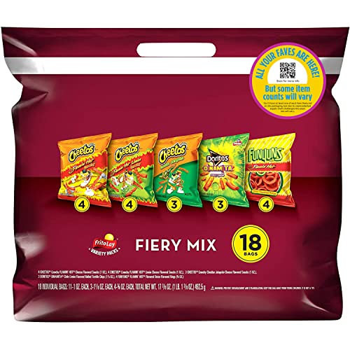 Frito Lay Snacks Classic Mix Chips Variety Pack, Lay's, Doritos, Fritos, Ruffles, Cheetos, 1oz Bags, (18 Pack) (Assortment May Vary)
