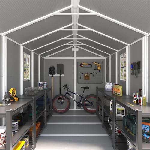 UDPATIO Outdoor Storage Shed 8 x 10 FT Resin Garden Shed with Lockable Door I574653