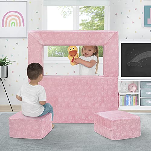Delta Children Serta Perfect Sleeper Convertible Sofa & Play Set with 2 Ottomans, Grey O22117