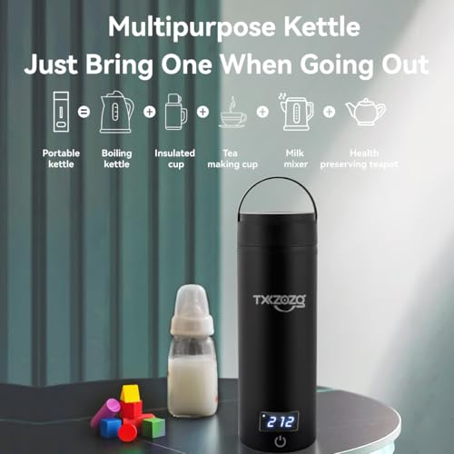 Travel Electric Kettle, Portable Mini Water Boiler, 304 Stainless Steel, White U634