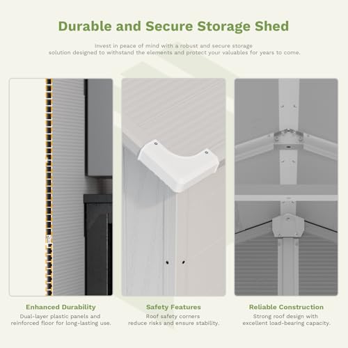 Patiowell 6 x 8 FT Plastic Outdoor Storage Shed with Floor, Dark Grey O60190