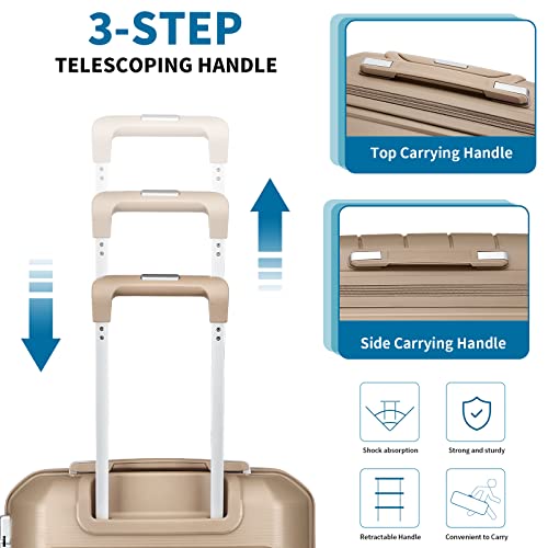 Somago 20" Carry On Luggage and 14" Mini Cosmetic Case Travel Set, Hardside Spinner Suitcase with TSA Lock, Ice Blue X216