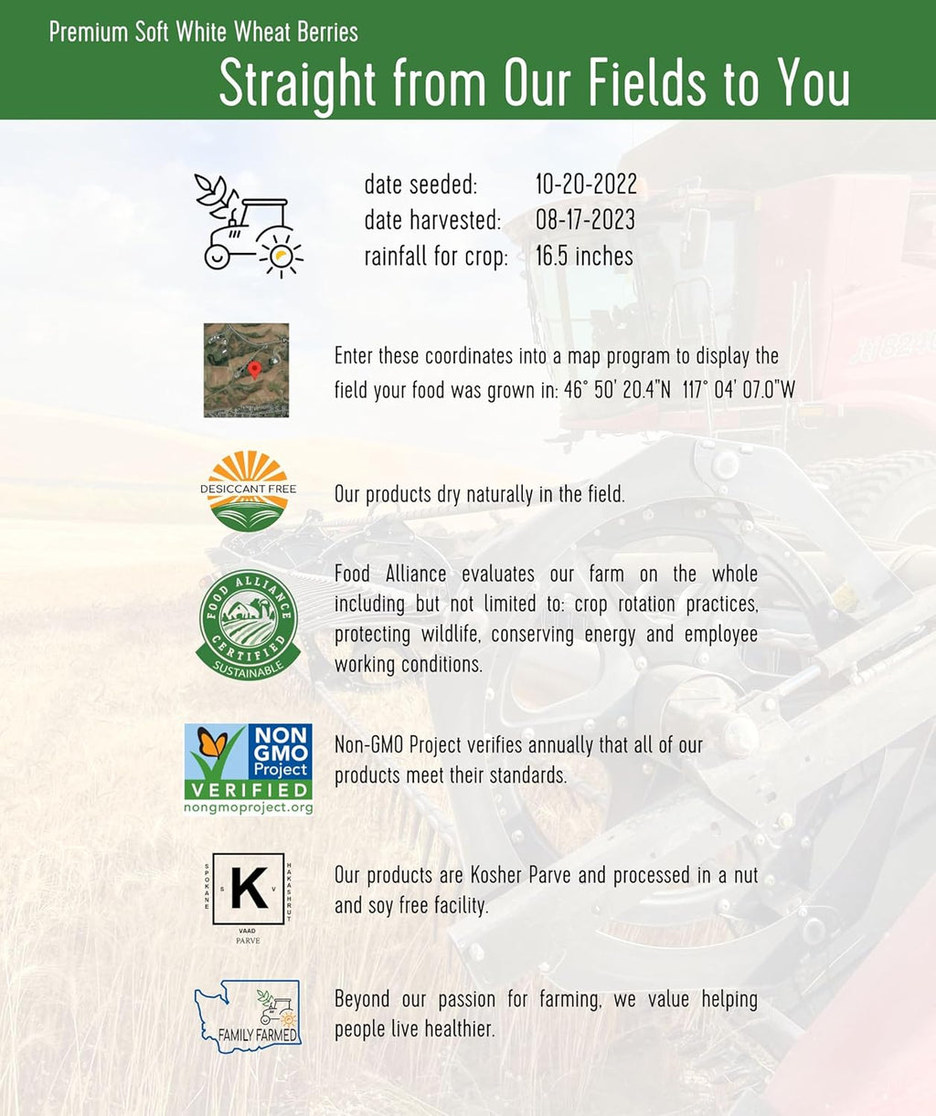 Soft White Wheat Berries 25 lbs Non-GMO Bulk F68126
