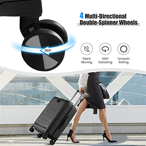 Goplus Carry On Luggage 20 Inch Hardside Suitcase with USB Charging Port I548338