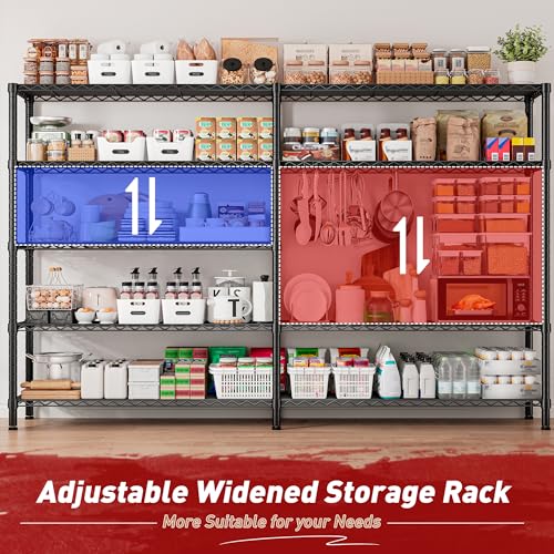 REIBII 73''W 5-Tier Metal Shelving Unit, Heavy Duty Wire Storage Rack F431