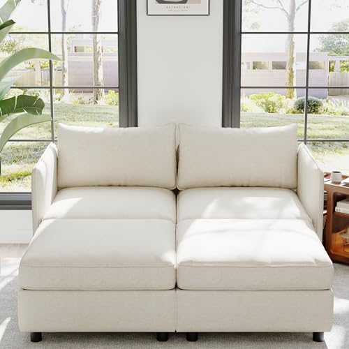Oversized Modular Sectional Sofa with Movable Ottomans, U-Shaped Chenille J2923