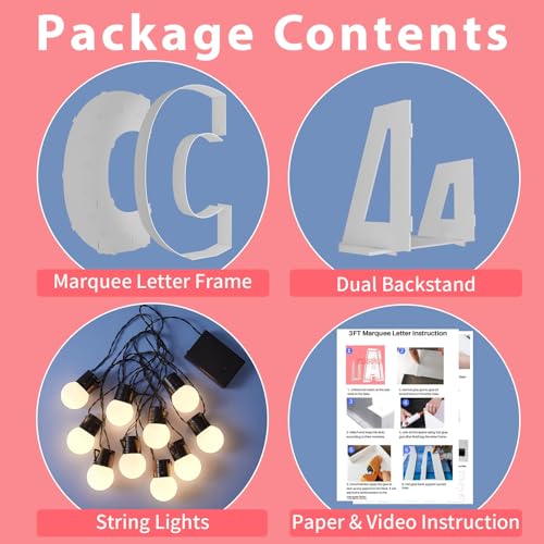 3FT Marquee Light Up Letter C for Party Decor V204