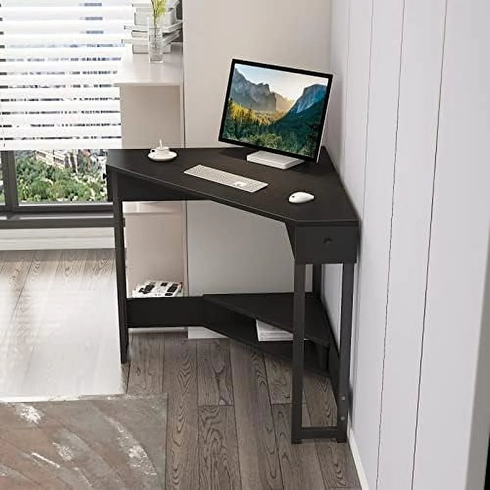 YZboomLife Corner Desk 31.5 Inch Triangle Computer Desk with Drawer for Small Space E19837