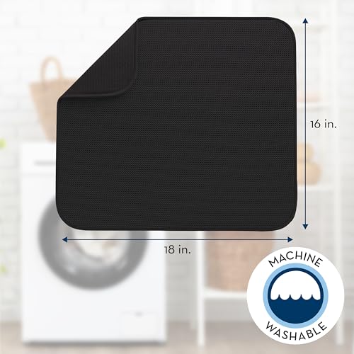 S&T INC. Dish Drying Mat, Absorbent Microfiber Kitchen Counter Mat, 16" x 18", 2 Pack B73749