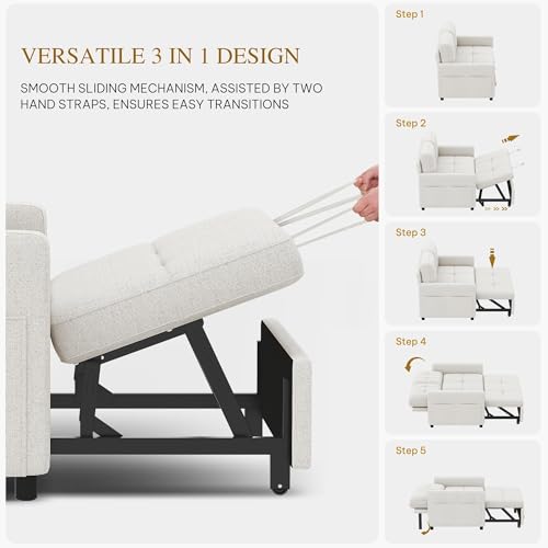 YITAHOME 55" Convertible Sofa Bed 3-in-1 Sleeper Sofa with Iron Frame, Grey L176893